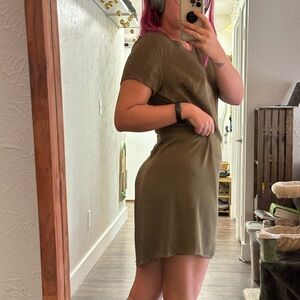 Quince Olive Green TShirt dress